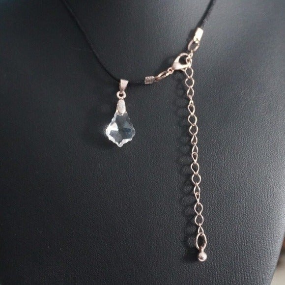 Faceted Prism Pendant Necklace on a Black Cord - Picture 2 of 5